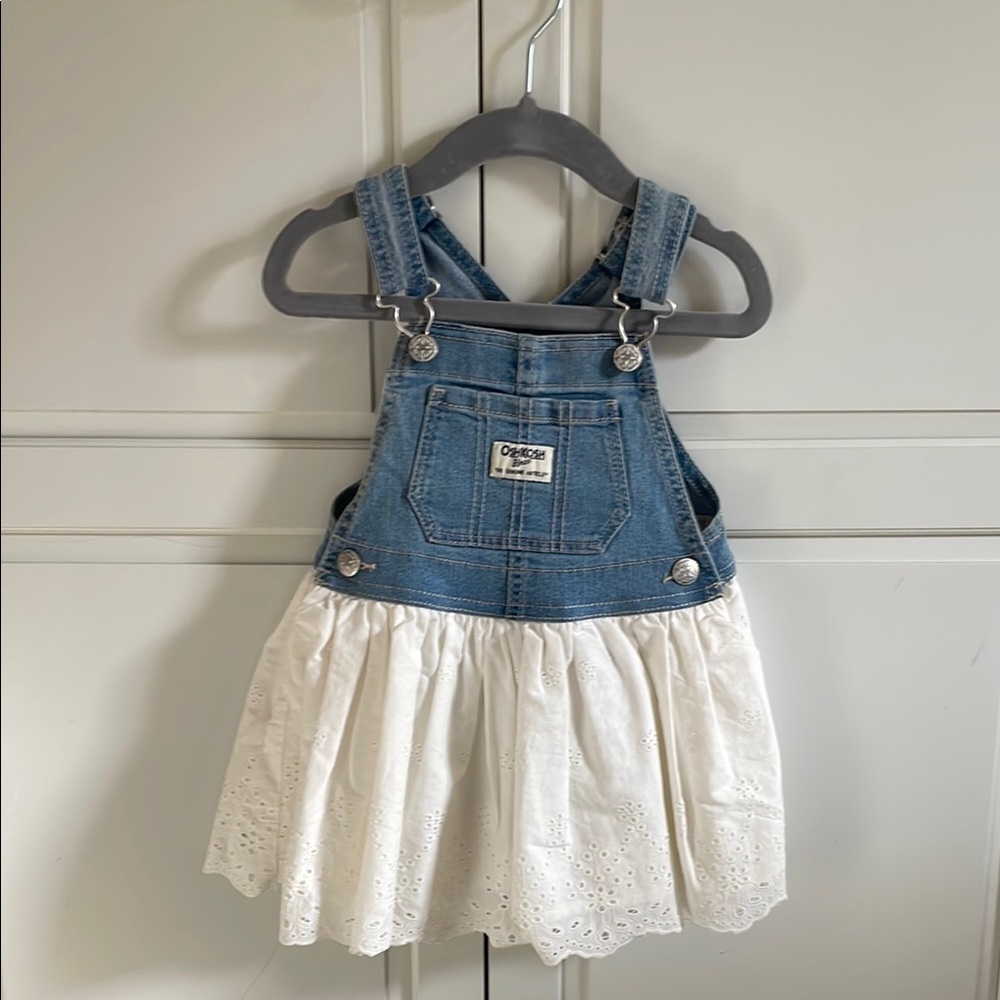 OshKosh B'gosh Blue and White Kids Denim Dress 2T